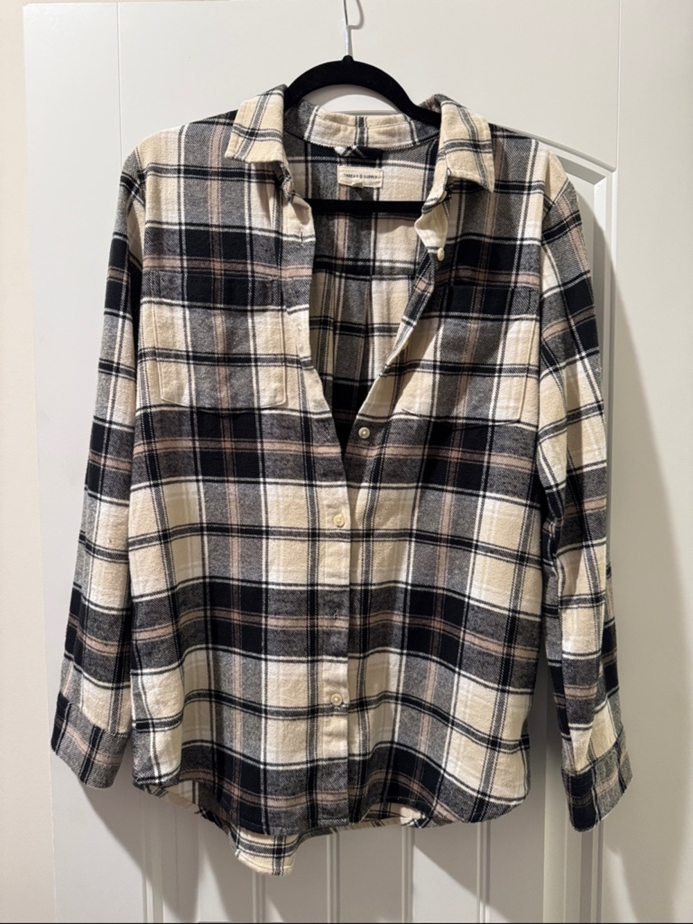 Thread & Supply Black and Beige Plaid Shirt